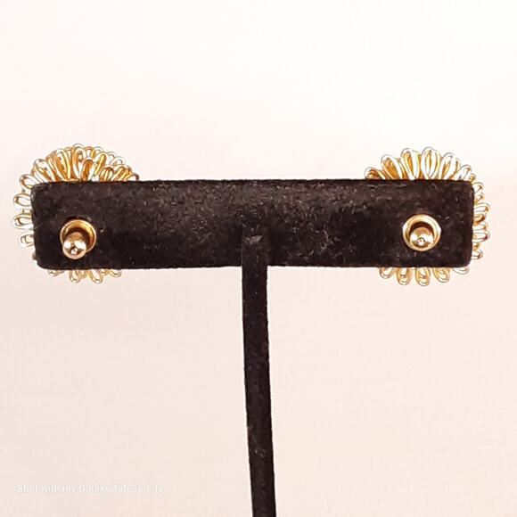 Spike Dome Stud Earrings Gold Tone Post Back - Picture 3 of 8